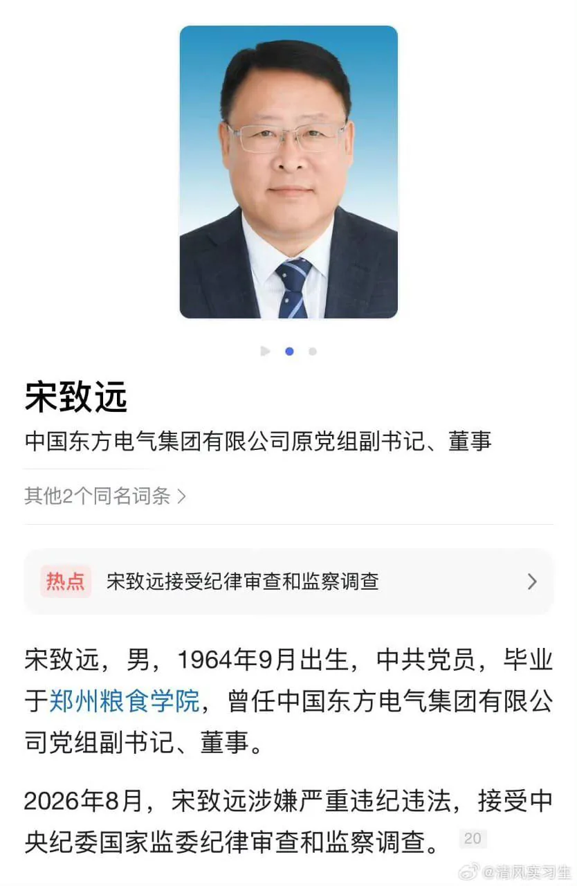【东方电气原董事宋致远被查，当政期间 图片 2